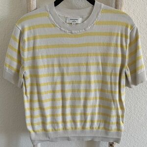 Banana Republic Lemon and Cream Striped Knit Top